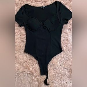 Black , Low Cut Bodysuit